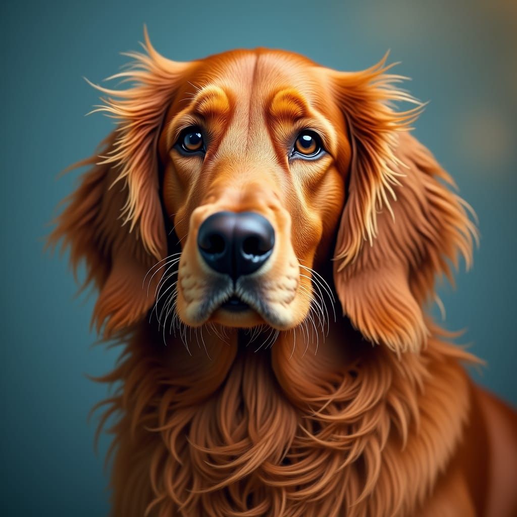 Irish Setter Portrait in Colored Sand Mosaic