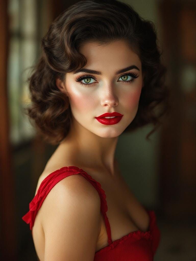 Classic Soft Focus Portrait of a Pin-Up Woman