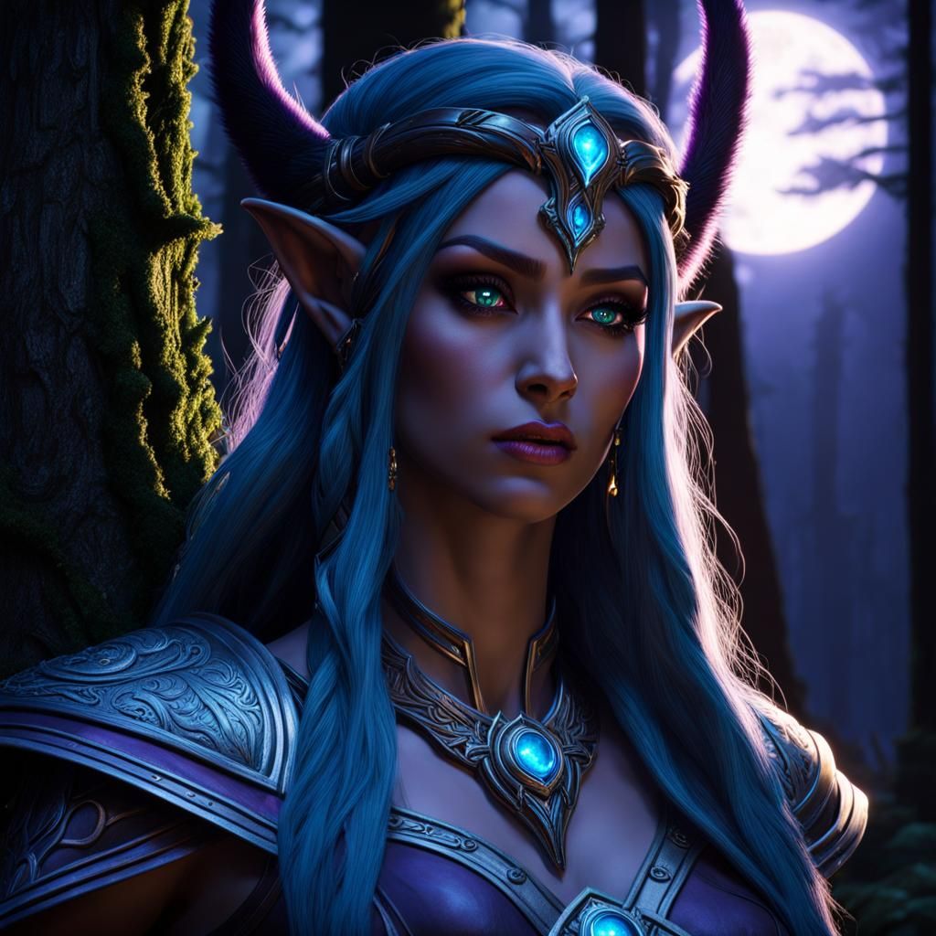 Tyrande Priestess of the Moon Hyperreal Portrait