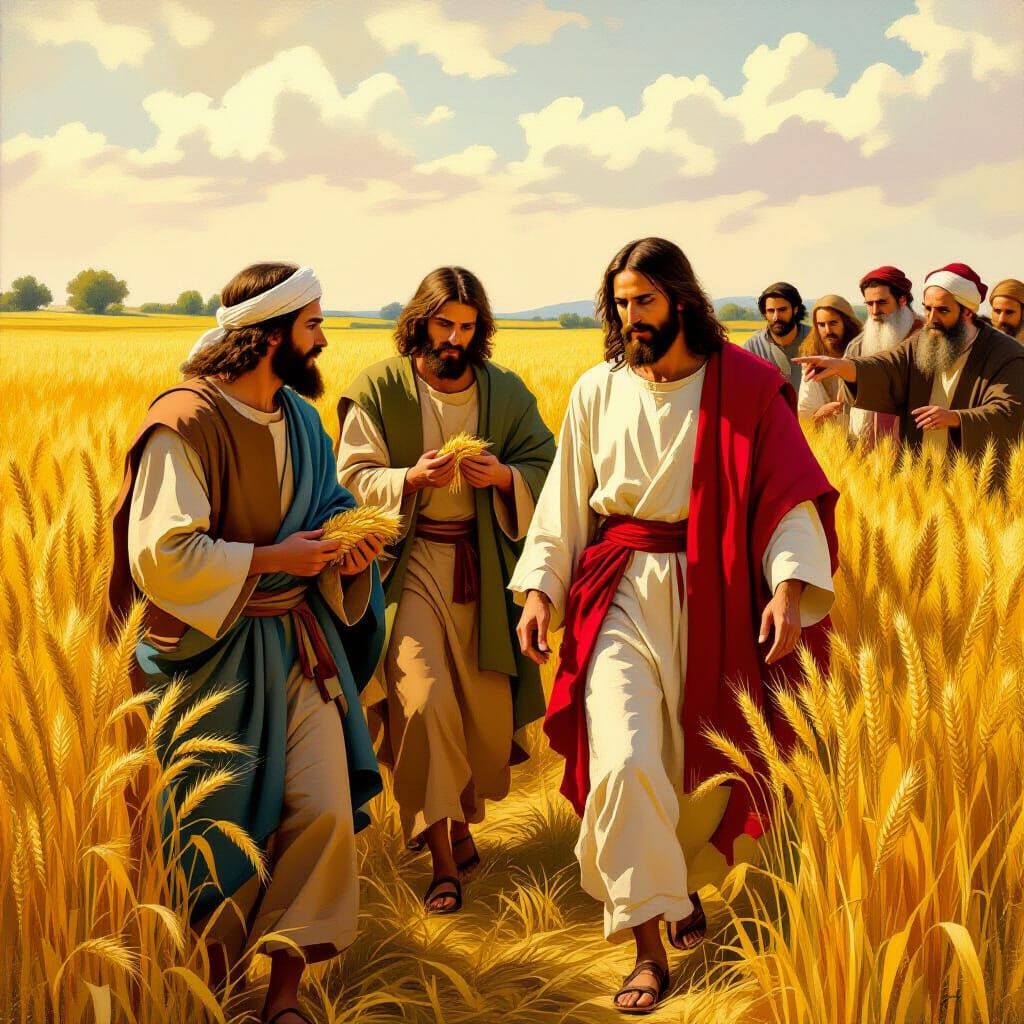 Jesus and Disciples in Grainfield, Baroque Style