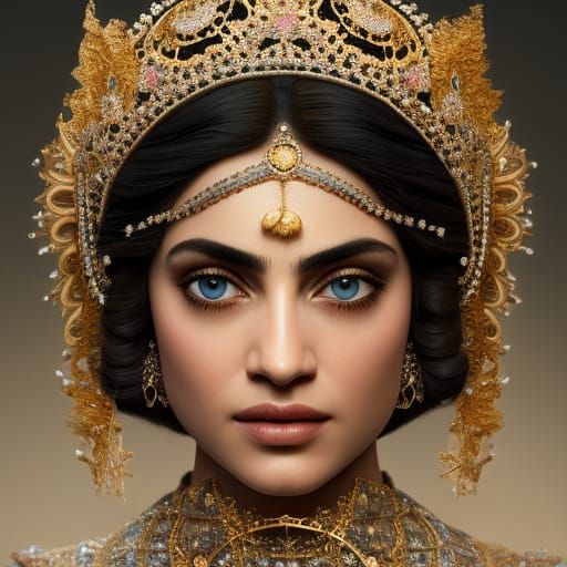 Detailed Portrait of a Beautiful Persian Princess
