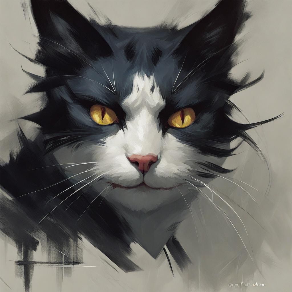 Sinister Cat in Fantasy Art Style
