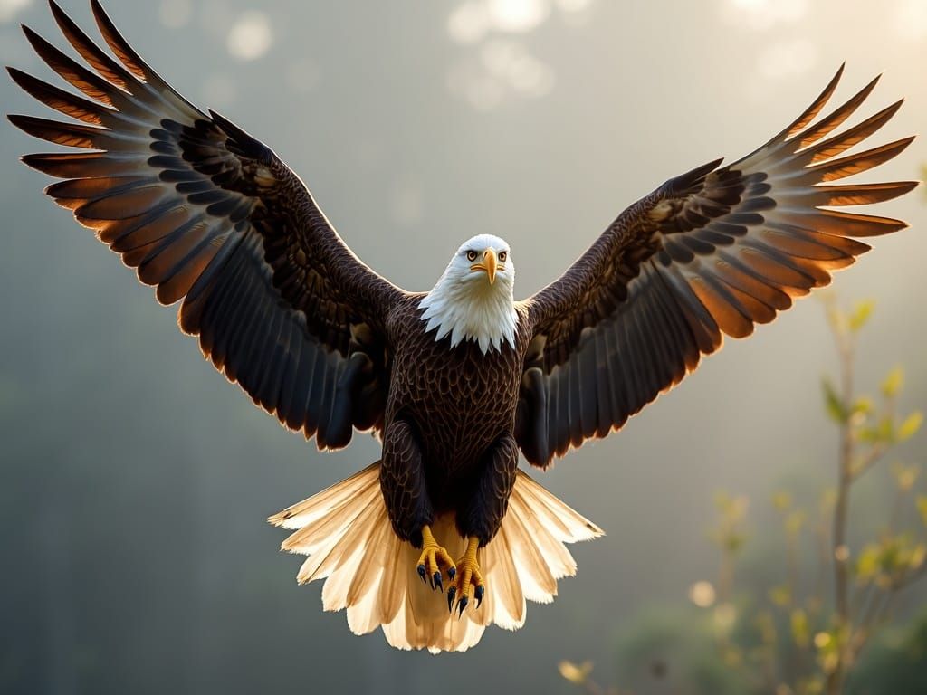 Majestic Eagle Spreads Wings for Flight
