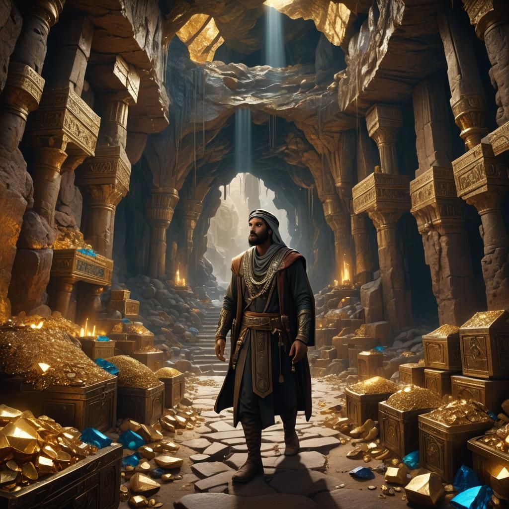 Cave of Wonders: An Arab Discovering Treasure