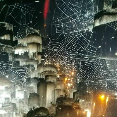 Cityscape Enshrouded in Spiderwebs