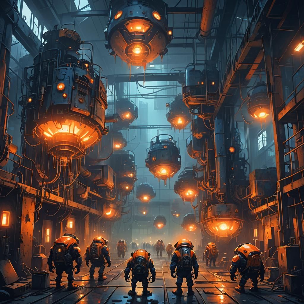 Industrial Fantasy: Cute Creatures in a Misty Factory