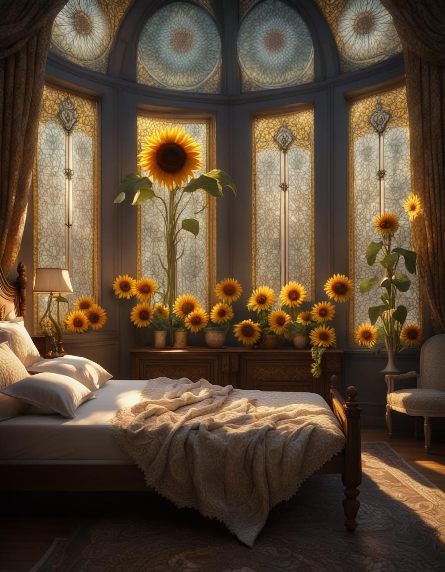 Cozy Sunflower Themed Bedroom