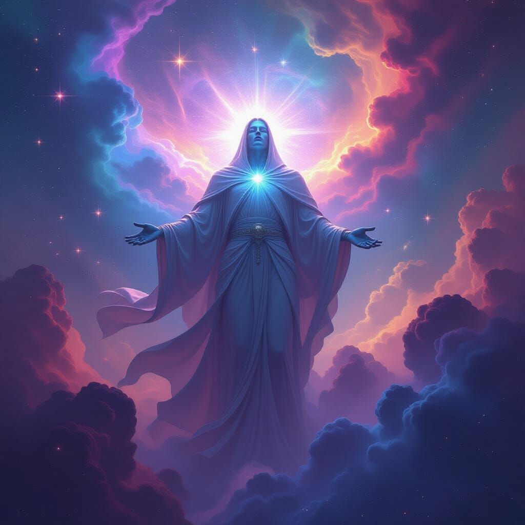 Cosmic Being in Nebula Digital Painting