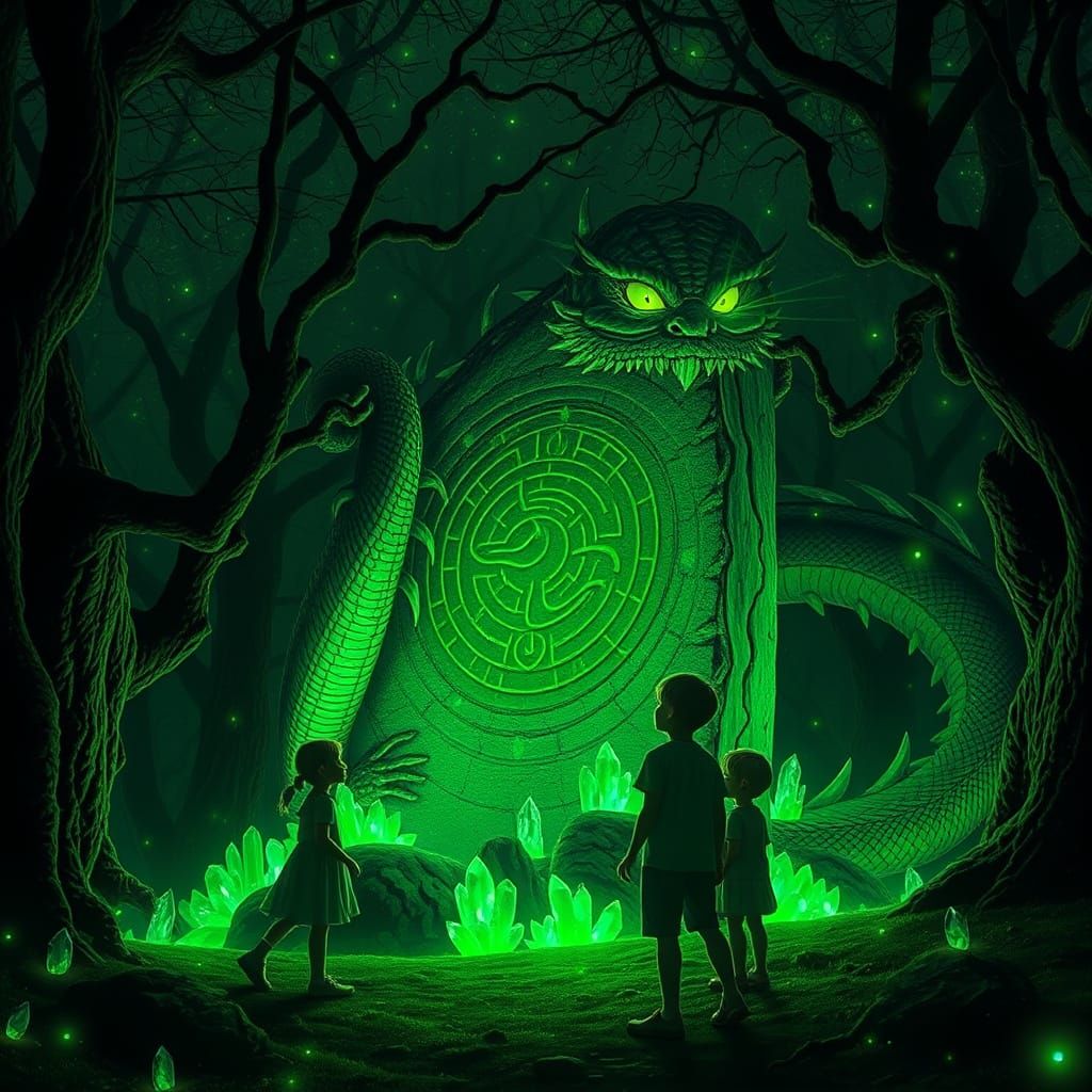 Ancient Oak Forest Guardian of Mystical Green