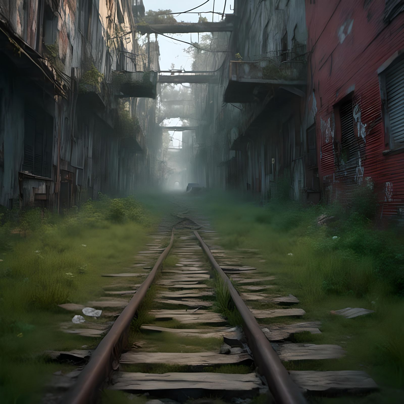 Spooky Abandoned Urban Alley in 19th Century Downtown