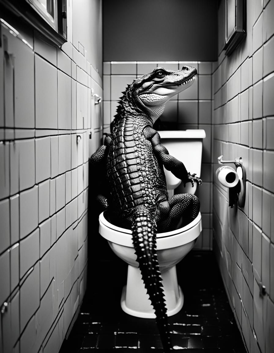 Menacing Alligator in Toilet: Film Noir Style