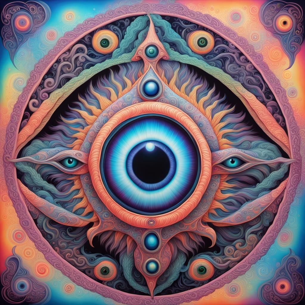 Mystical Cosmic Eye in Neon Pastel