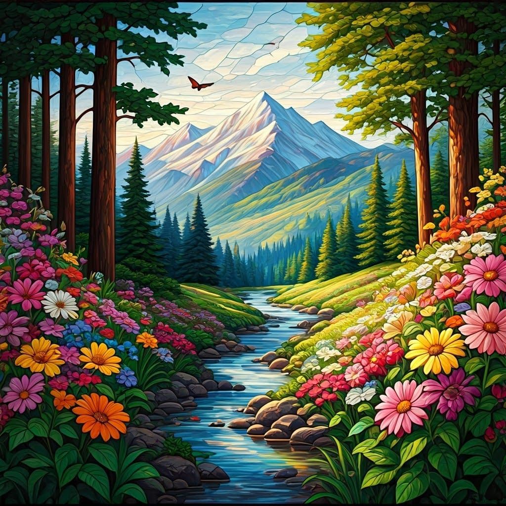 Luxurious Lead Glass Mosaic Artwork in Vibrant Colors