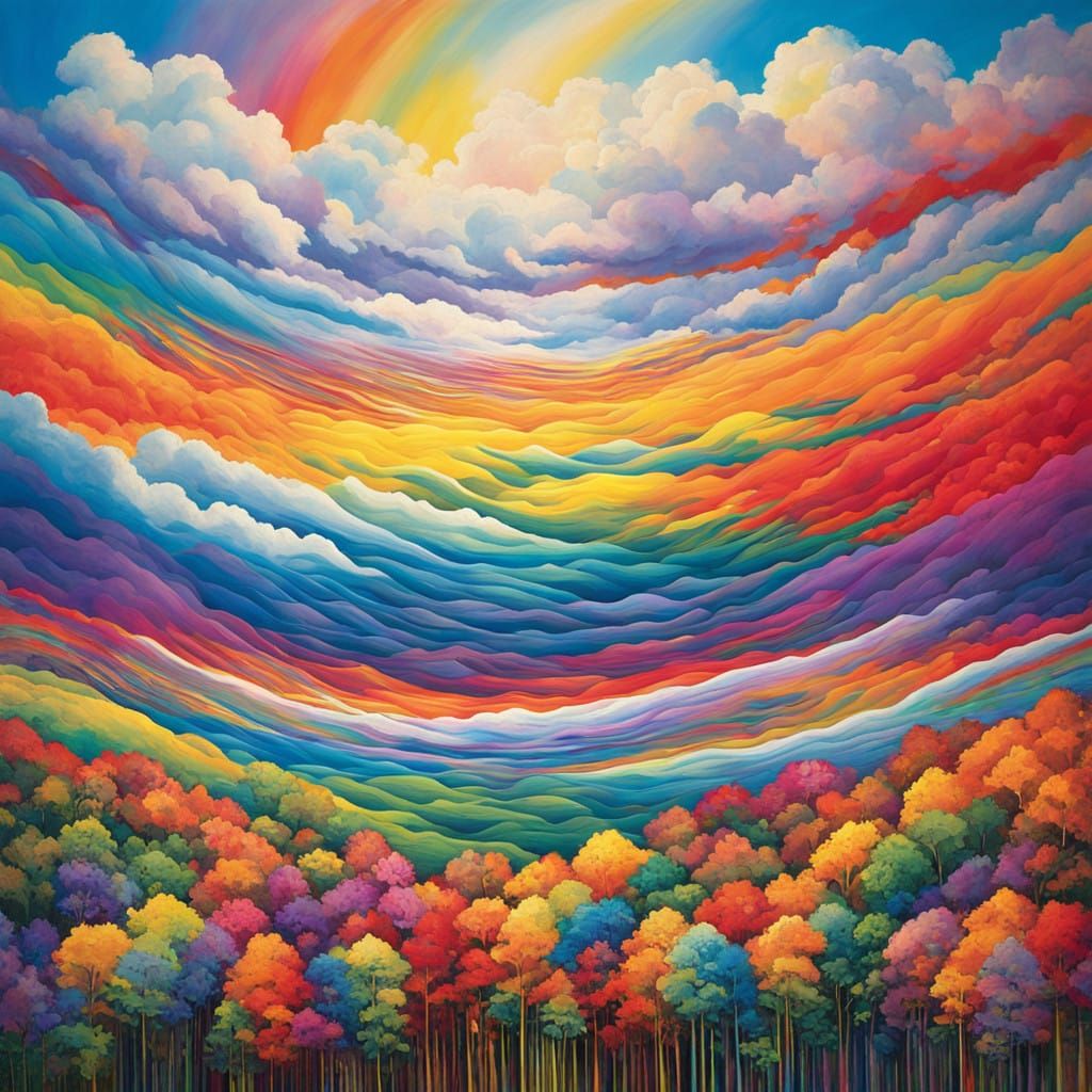 Vibrant Rainbow Expands Across Ethereal Sky