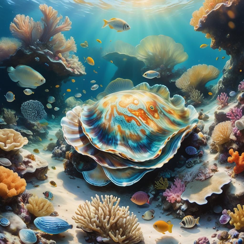 Tridacna Gigas in 19th-Century Marine Art Style