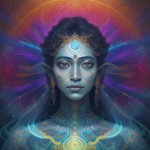 Arjuna's Cosmic Dilemma: Holographic Astral Illustration