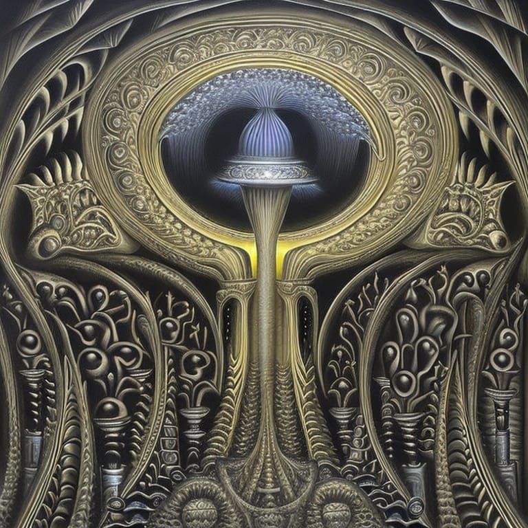 Magic Mushroom Chaos: Biomechanical Visionary Art