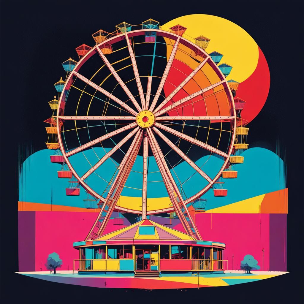 Lunar Ferris Wheel in Pop Art Style