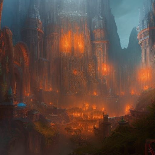 Fantastical Tower Matte Painting in Deep Color