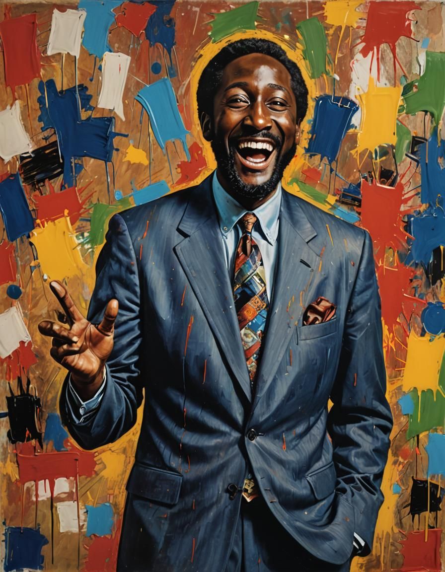 Laughing Man: Hyperrealistic Oil Portrait in Pop Art Style