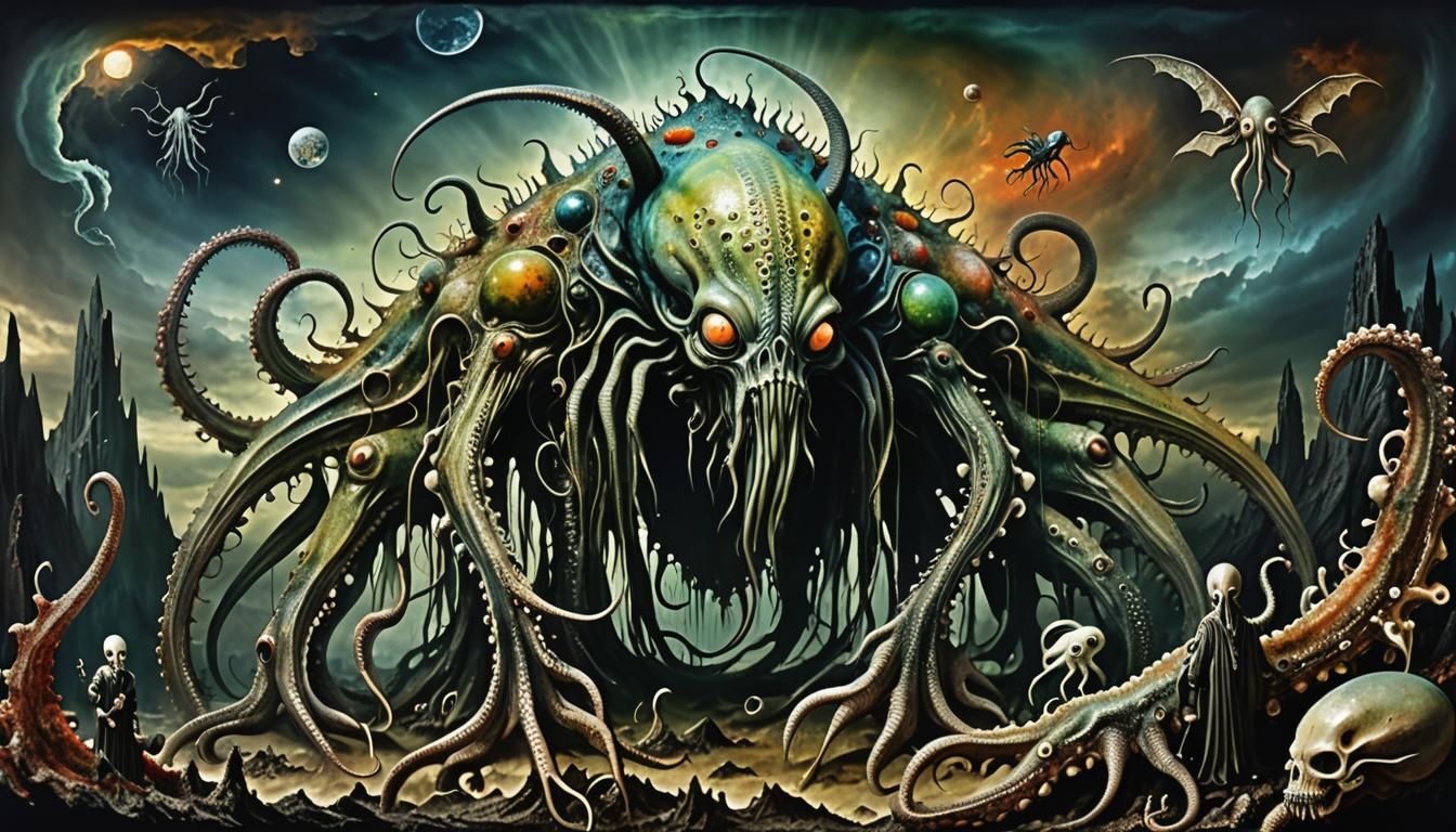 Surreal Tentacled Alien Cryptid Collage Apocalypse