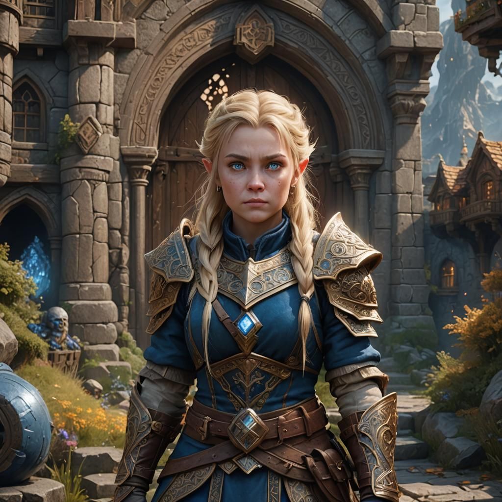 Blonde Female Dwarf in Detailed Fantasy Art