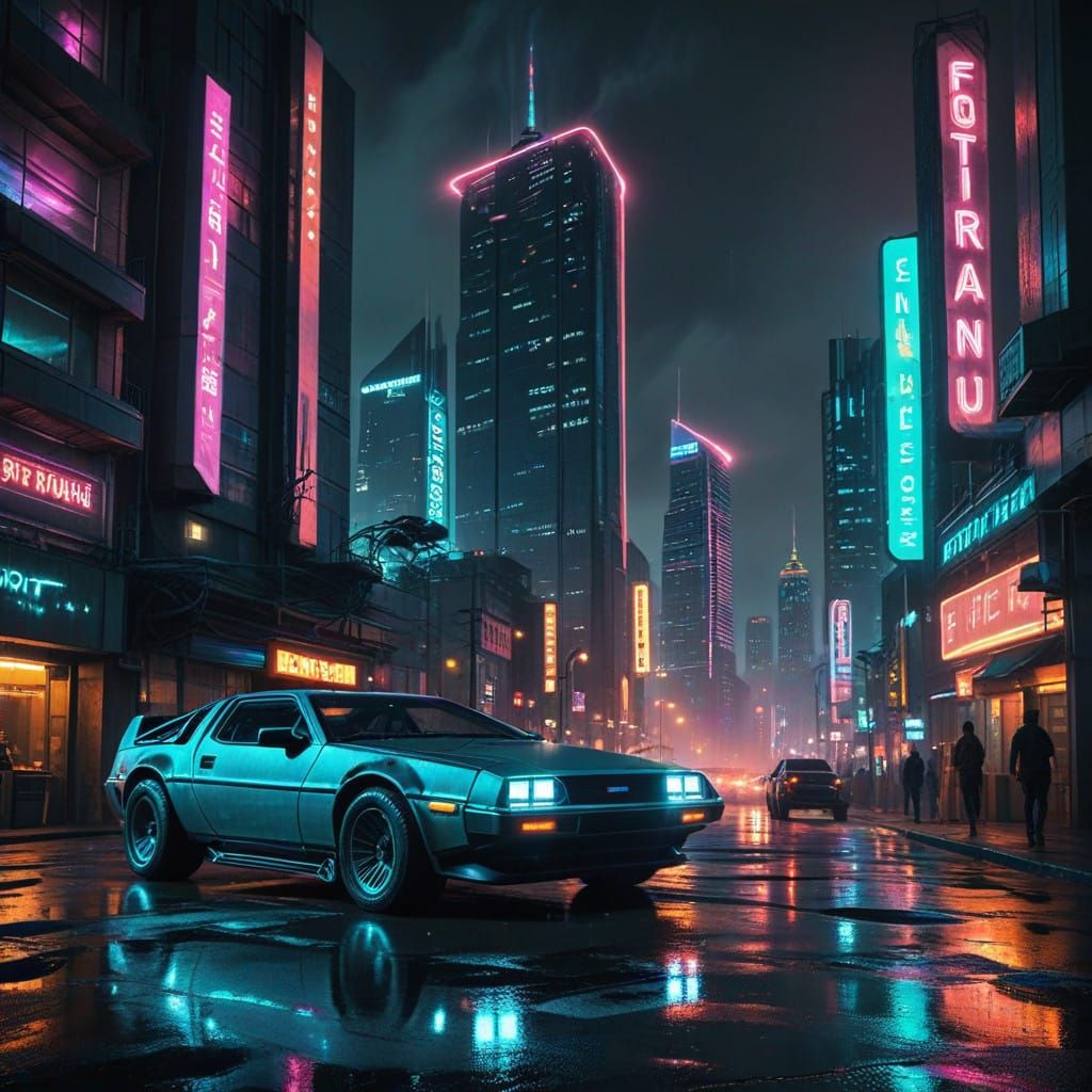 Cyberpunk Skyscrapers at Dusk in Hill Valley 2185