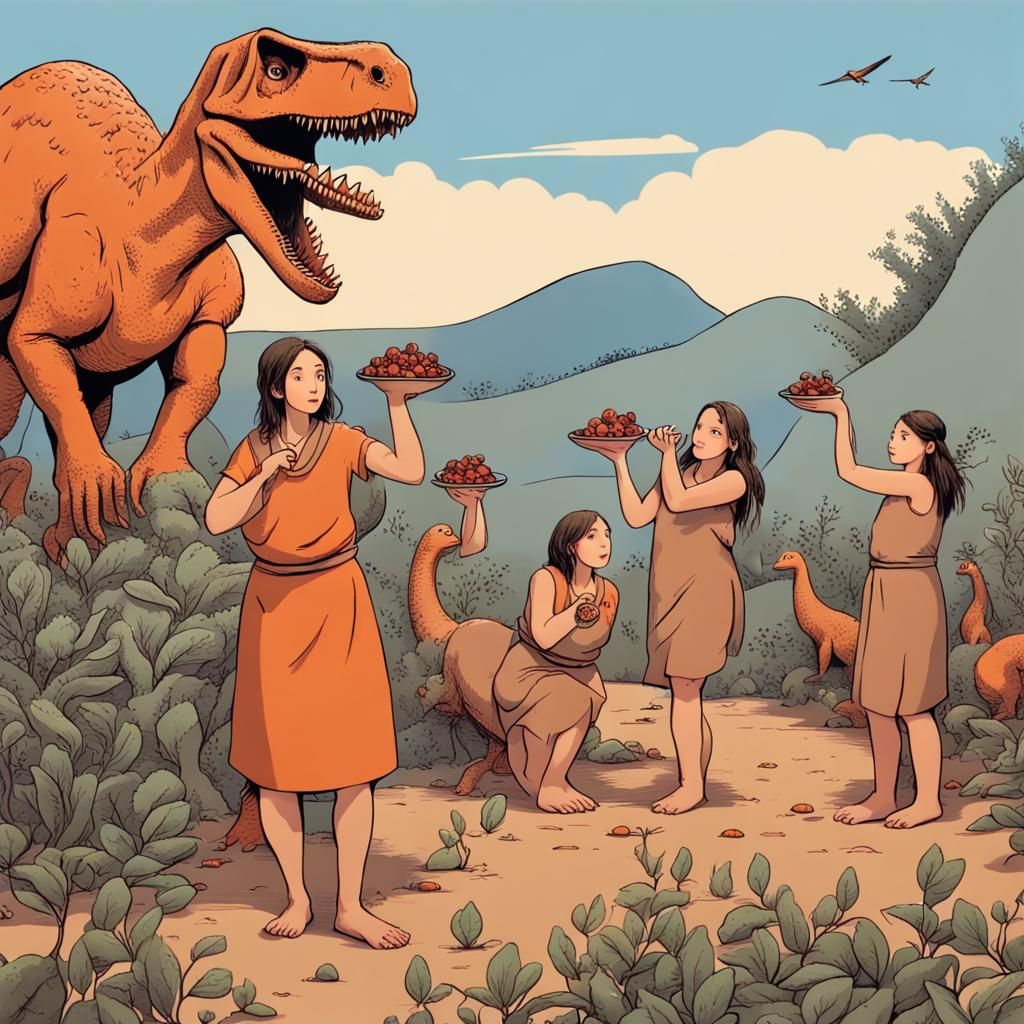 Stone Age Women Gathering Berries