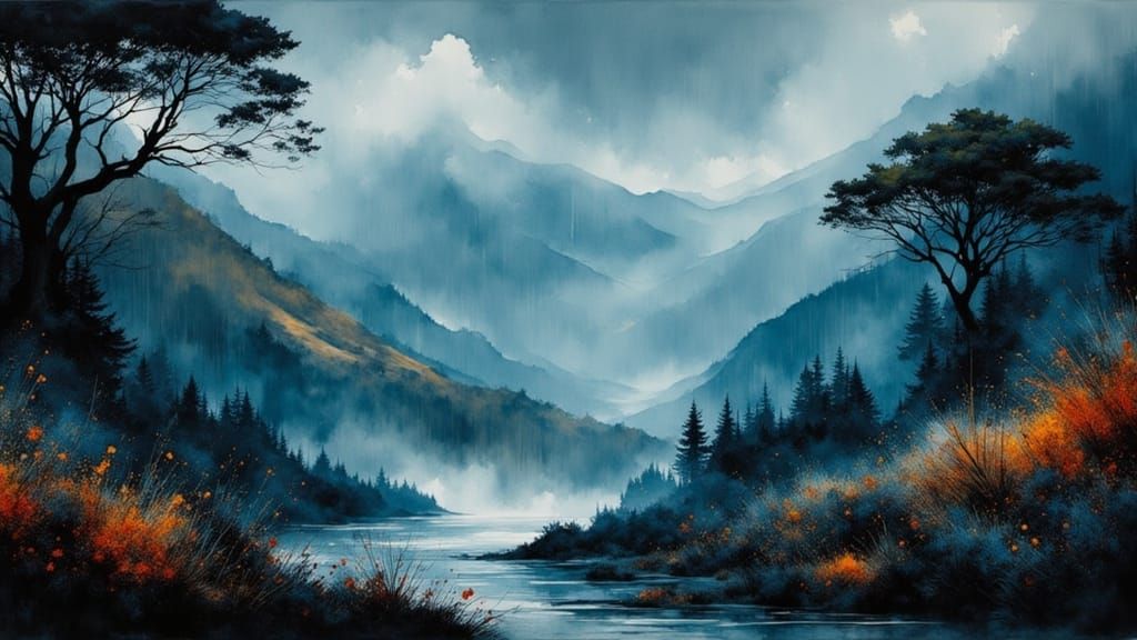 Rainy Azores Landscape: Fantastical Matte Painting