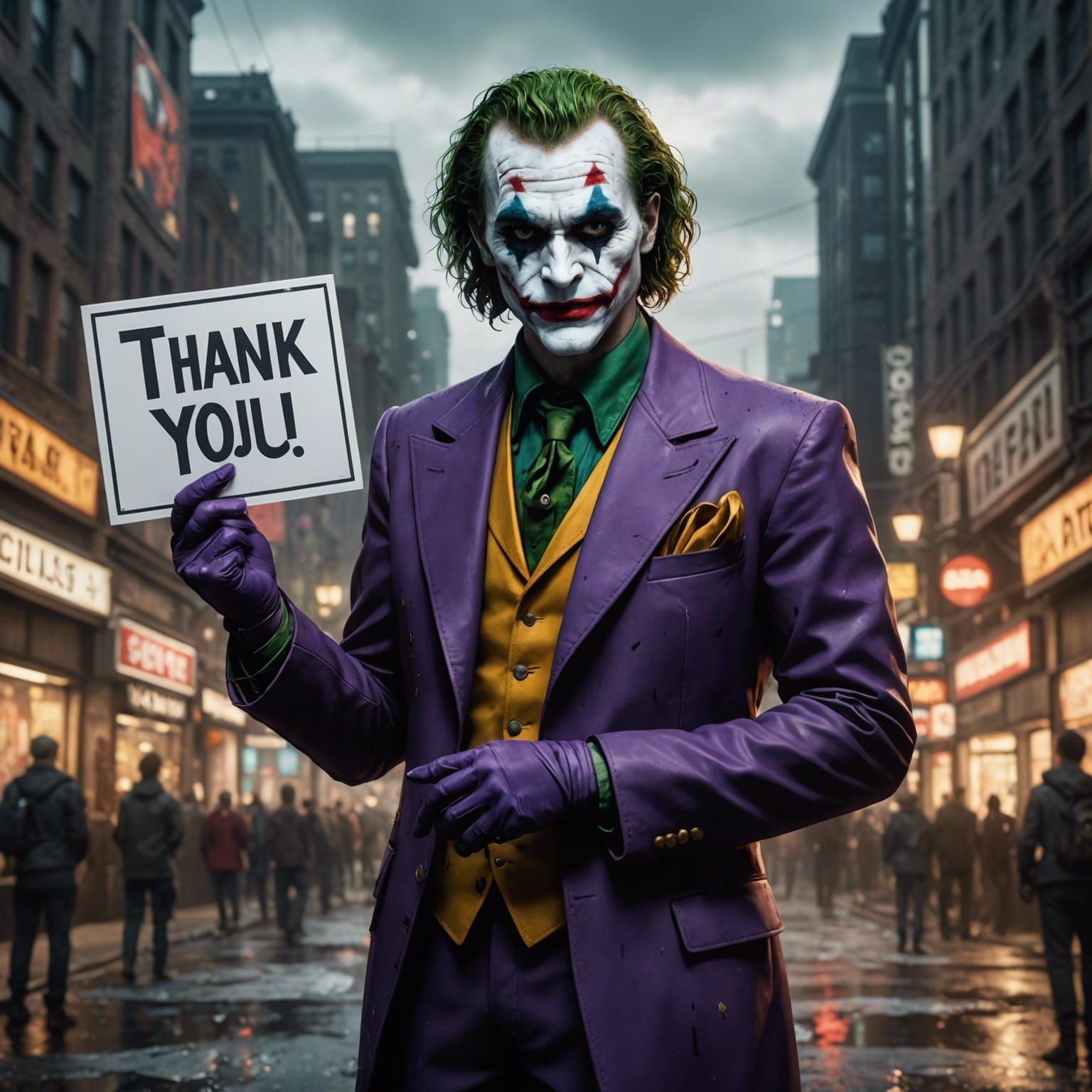 Anime Joker Holds Thank You Sign