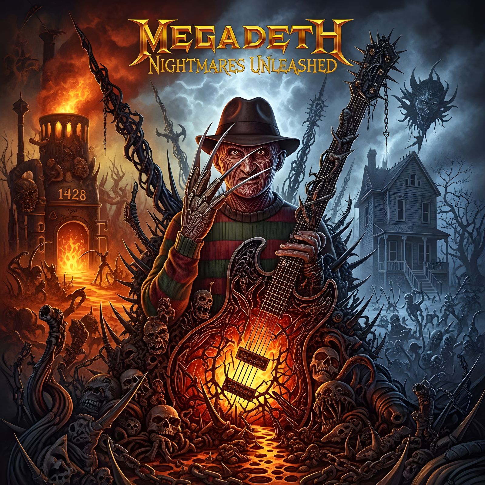 Megadeth Album Cover with Freddy Krueger Theme