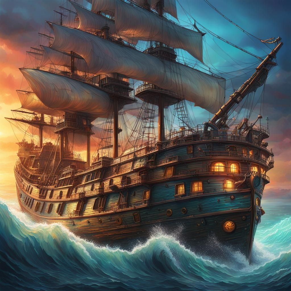 Hyperrealistic Ghost Ship Concept Art
