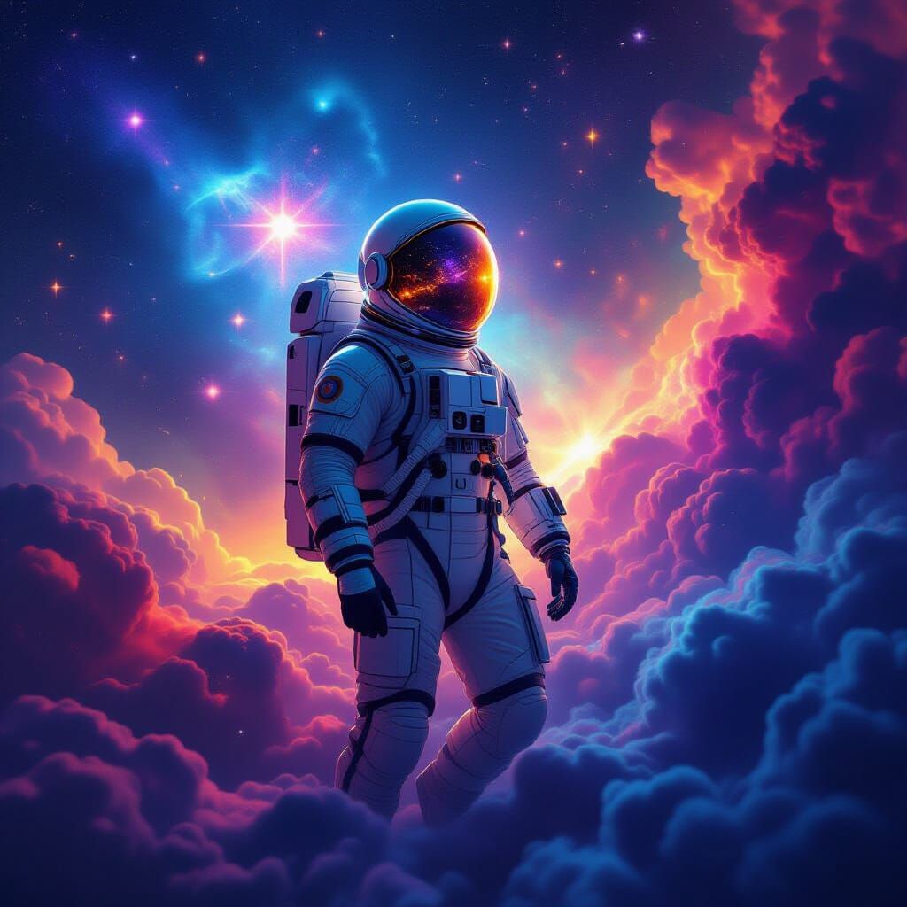 Astronaut Explores Dark Stars in Holographic Style
