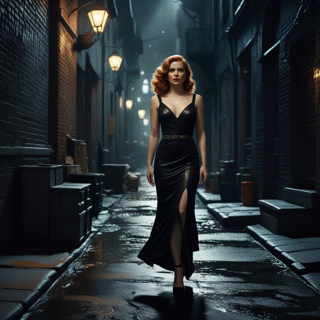 Glamorous Femme Fatale in Film Noir Style