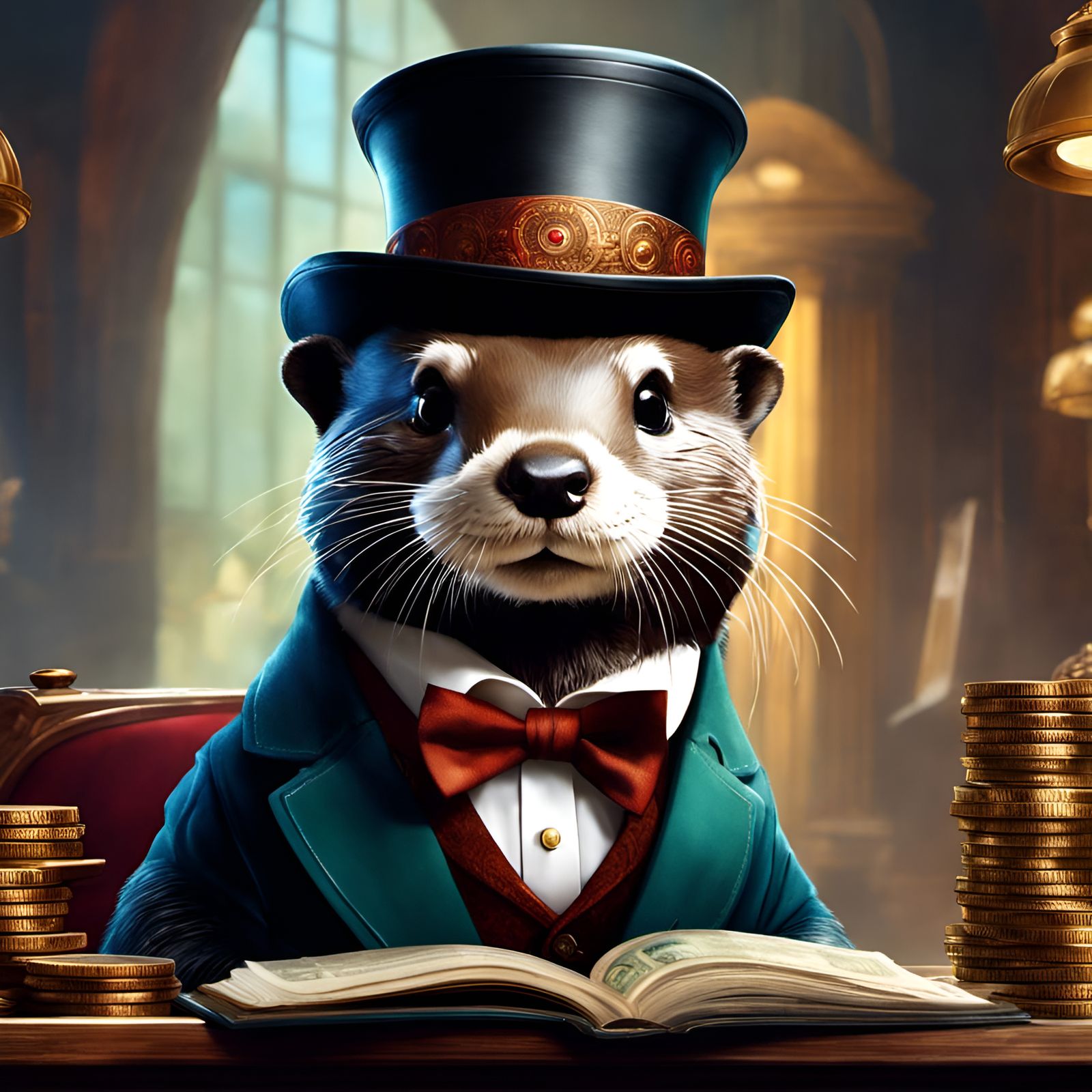 Adorable Otter Bank Teller Portrait