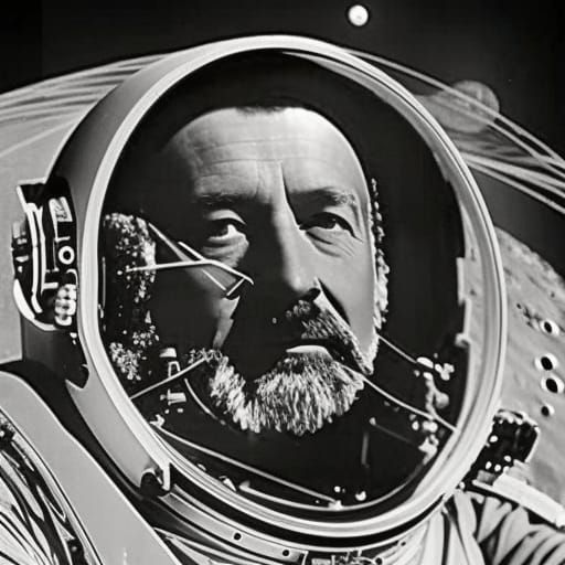 highly detailed photo of astrophysicists Harald Lesh!!!!! on moon, explaining why space is dark and silent , Graphite, M...