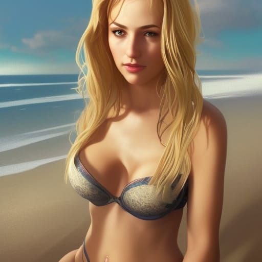 Blonde Woman Portrait in Hyperdetailed Digital Art Style