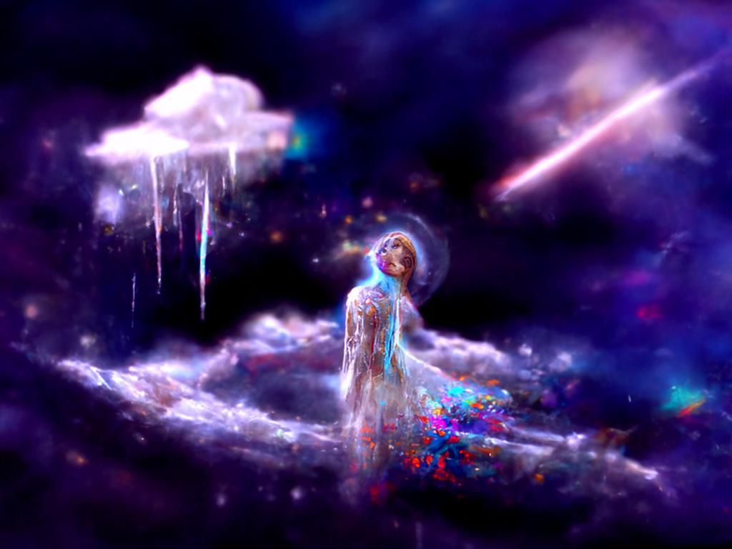 Frozen Tears Fall From Starlit Sky: Cosmic Illustration