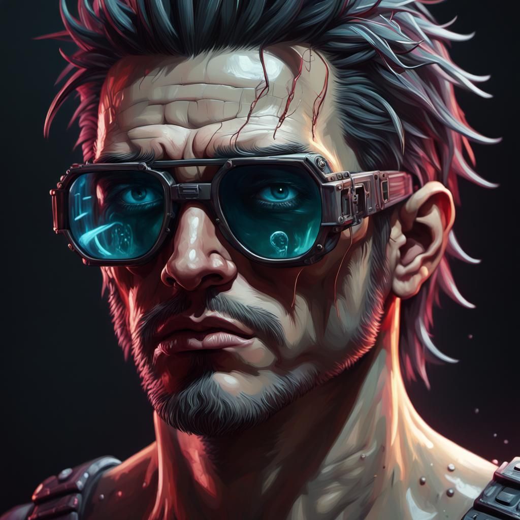 Cyberpunk Cannibal: Grotesque Gothic Impressionist Portrait