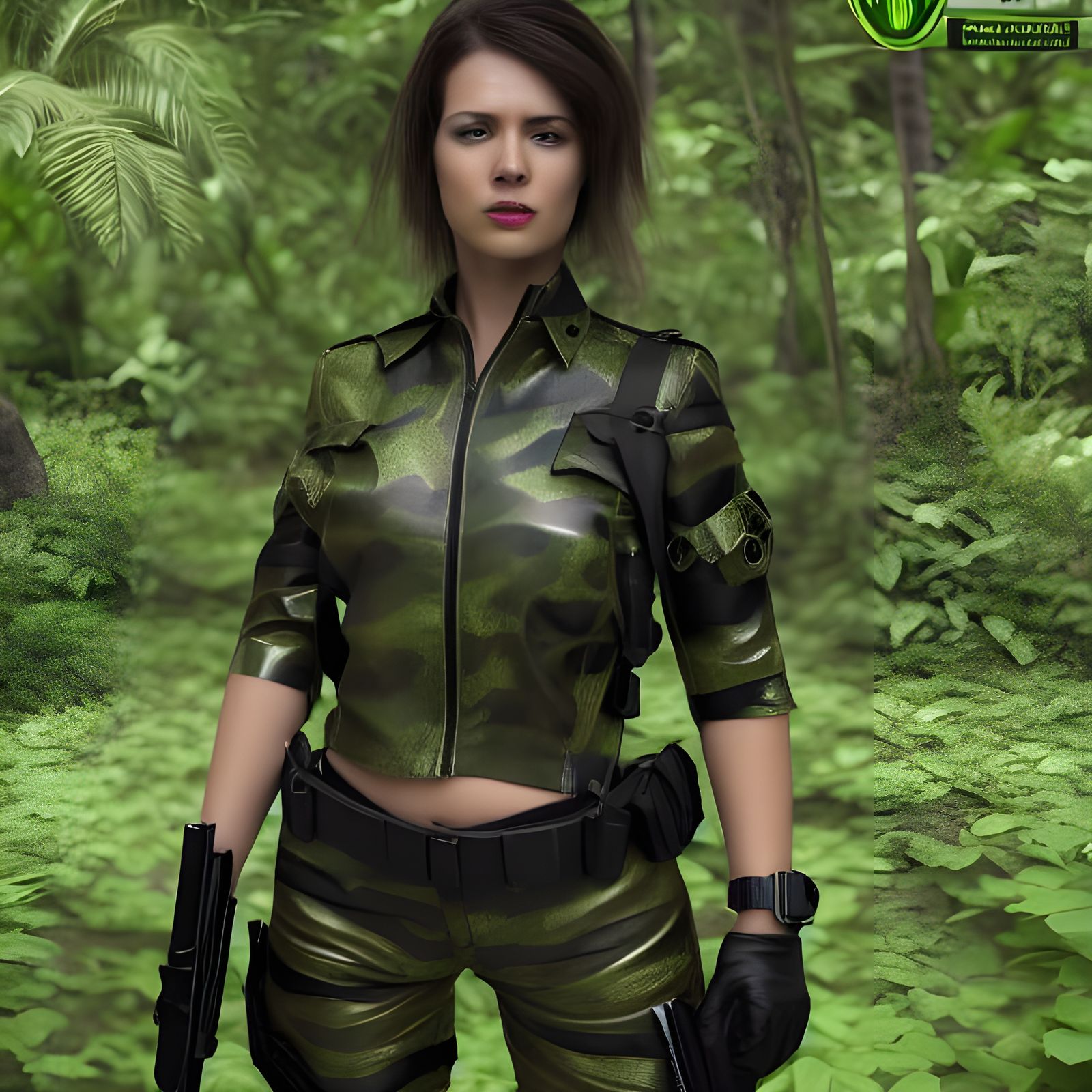 Photorealistic Secret Agent in Jungle Camo Armor