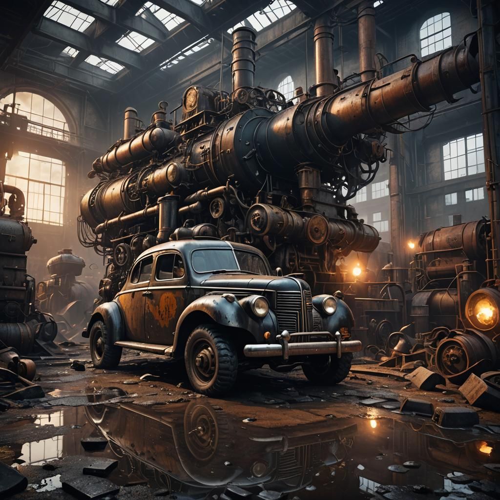 Grimdark 1940s Factory Interior with Stoewer Arkona