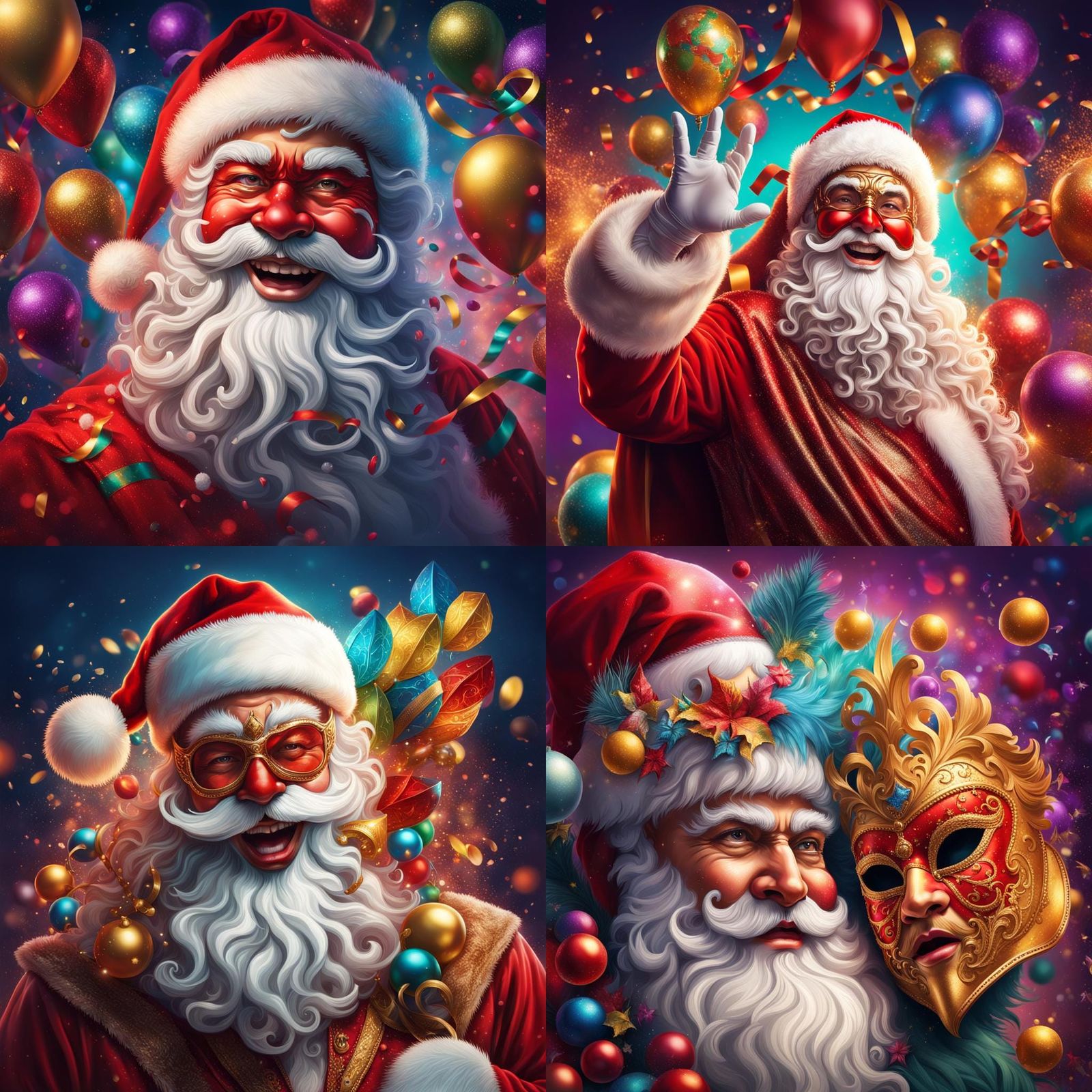 Santa Claus Celebrates Carnival in Colorful Costume