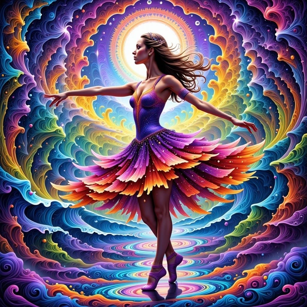 Ballerina in a Psychedelic Dreamscape Portrait
