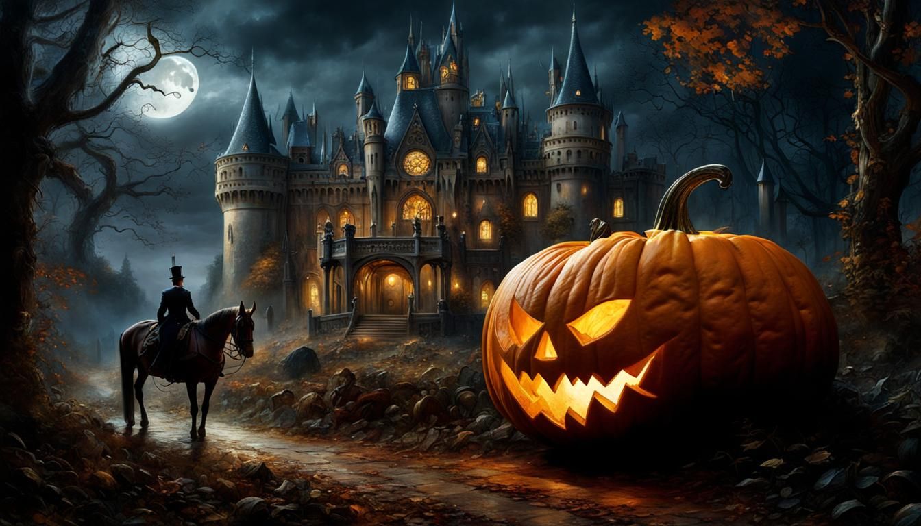 Cinderella's Pumpkin Carriage in Moonlight