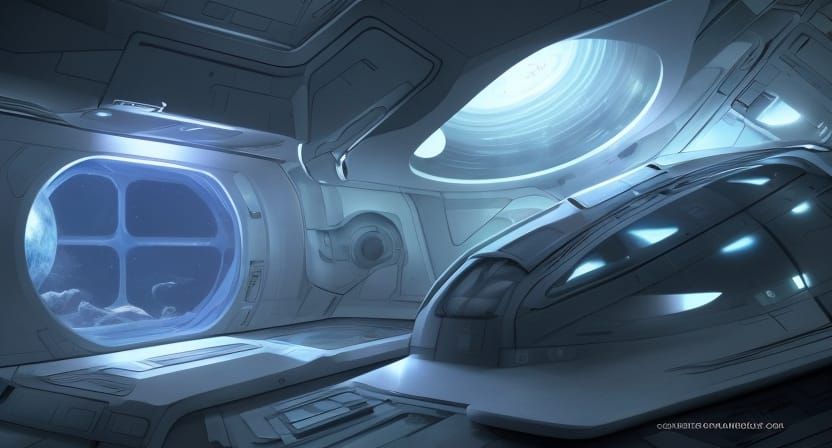Futuristic Spaceship Medbay with Stasis Pods