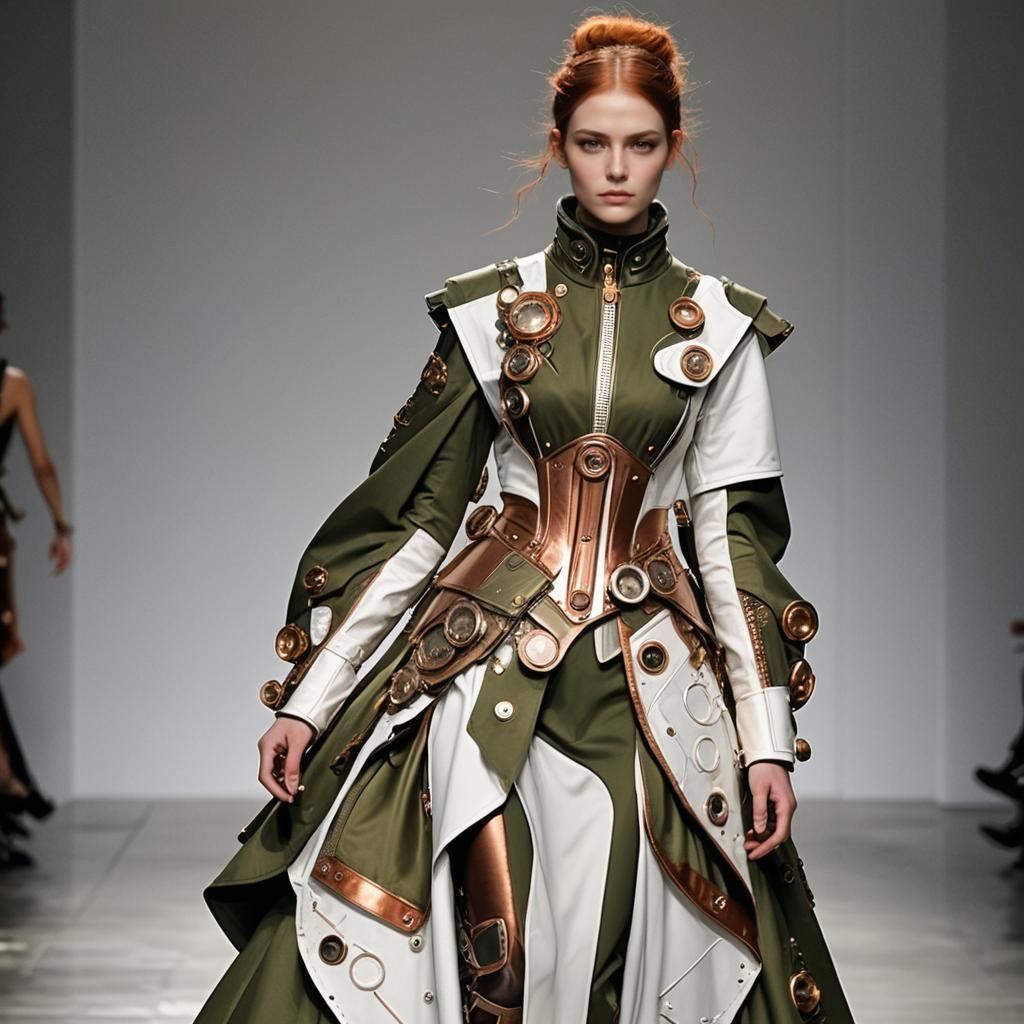 Avant-Garde Steampunk Dress in Surrealist Pop Style