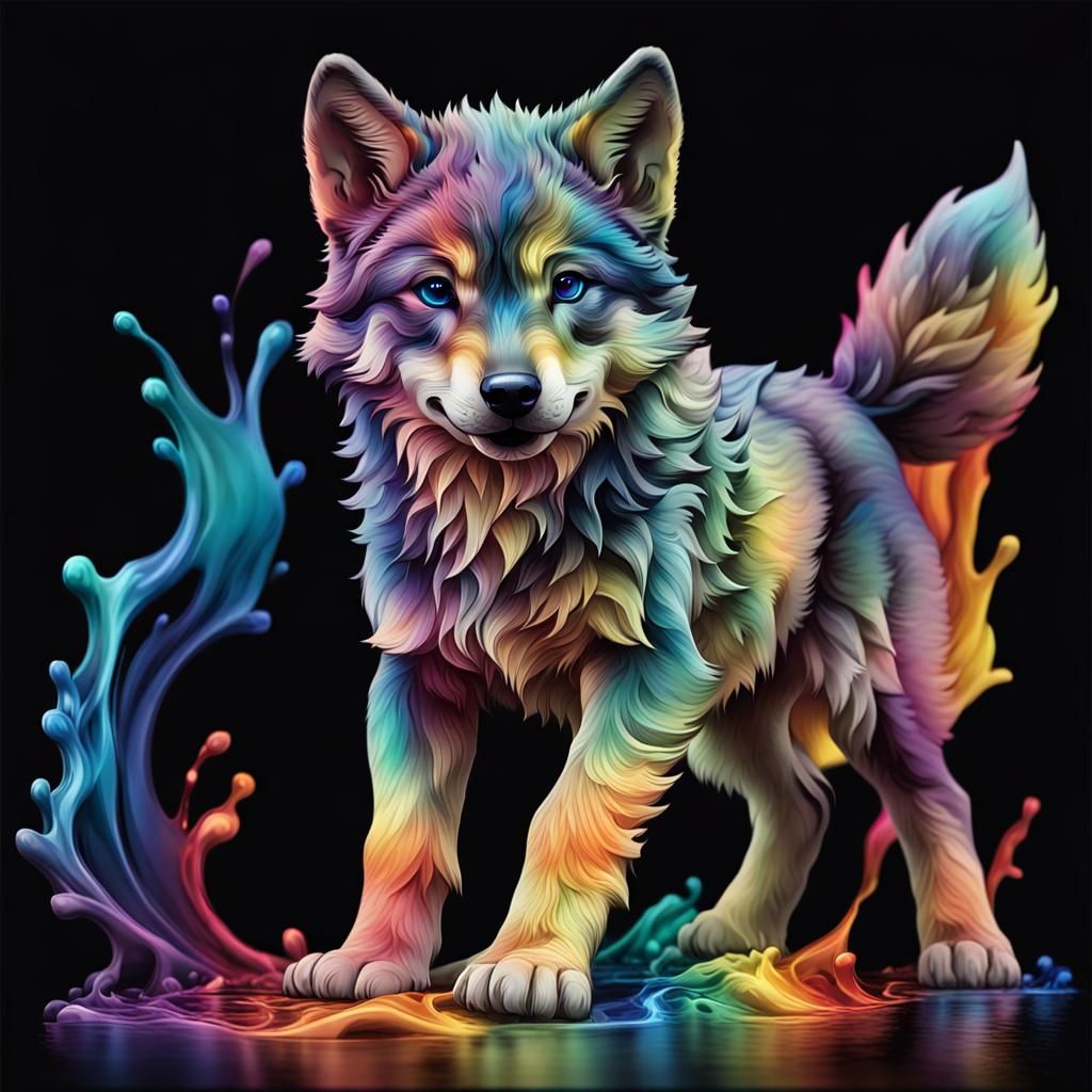 illustration of a playful wolf