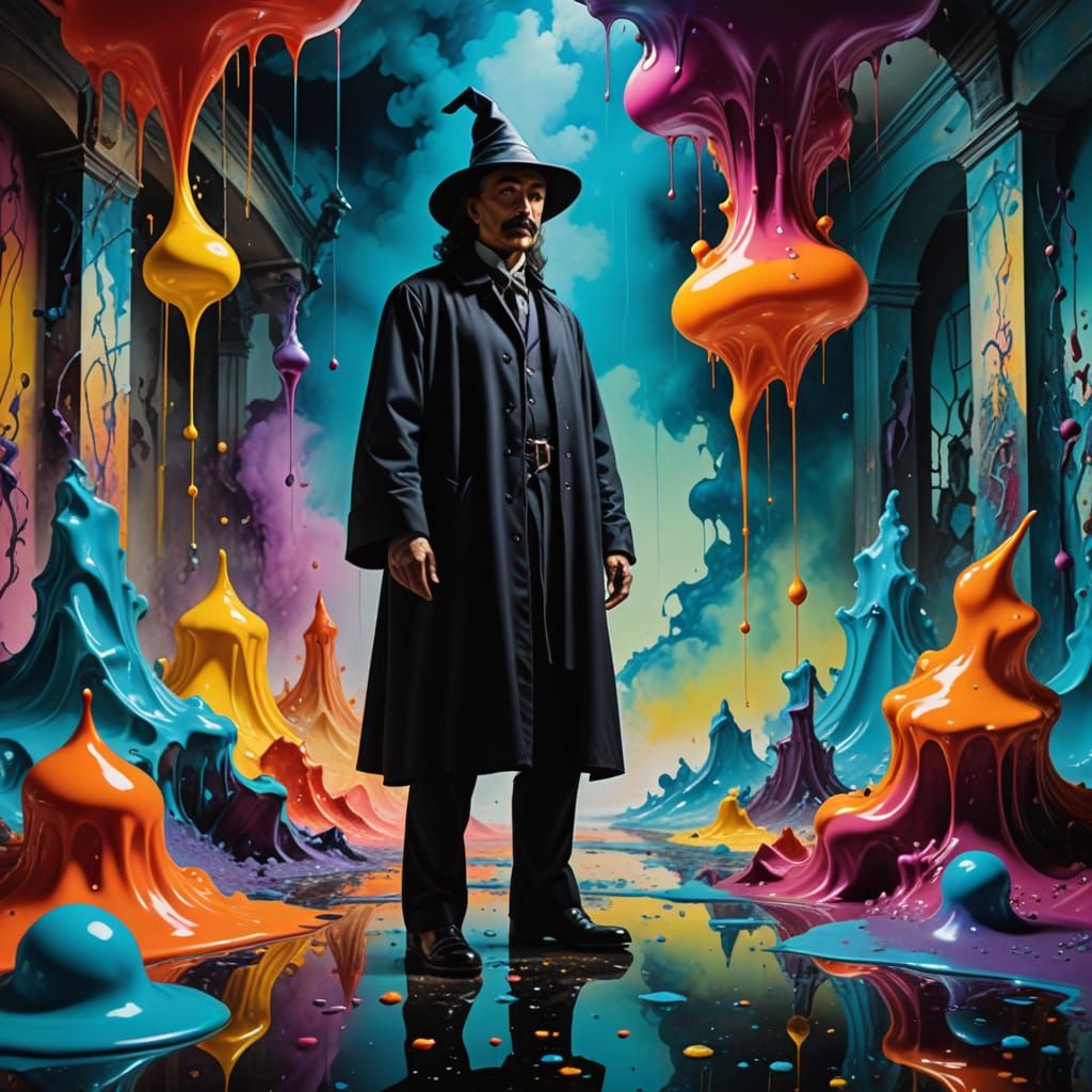 Surreal Wizard in Dreamlike Landscape