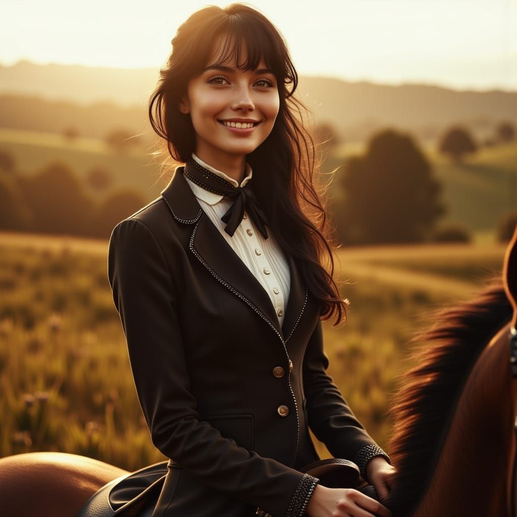 Elegant Woman on Horseback in Timeless Sophistication