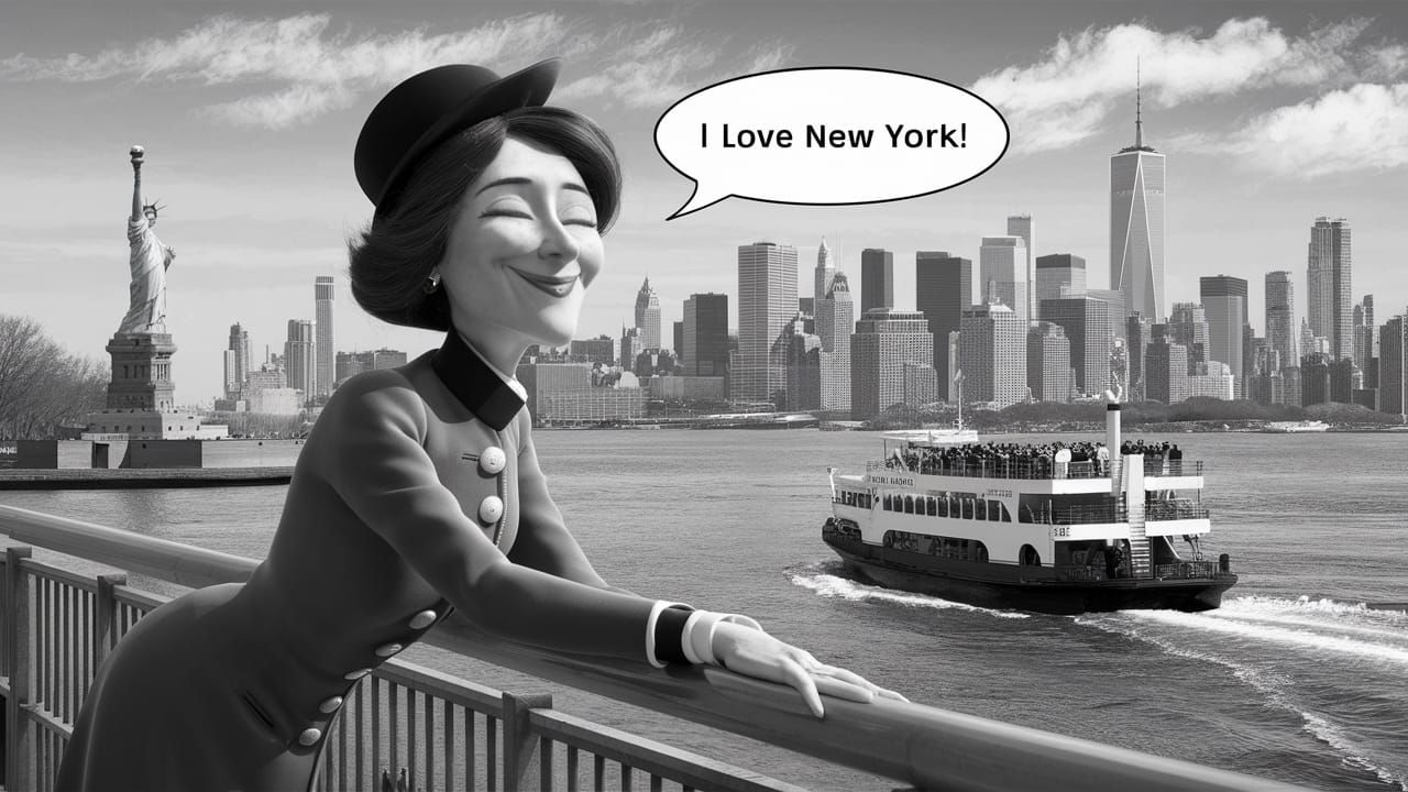 Nostalgic Photograph of Woman Overlooking New York City